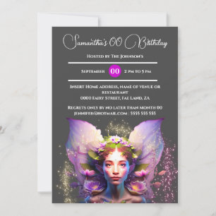 Lila Fairy pixie prinsessan förtrollade sagor Inbjudningar
