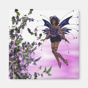 Lila Fairy with Hummingbird Magnet