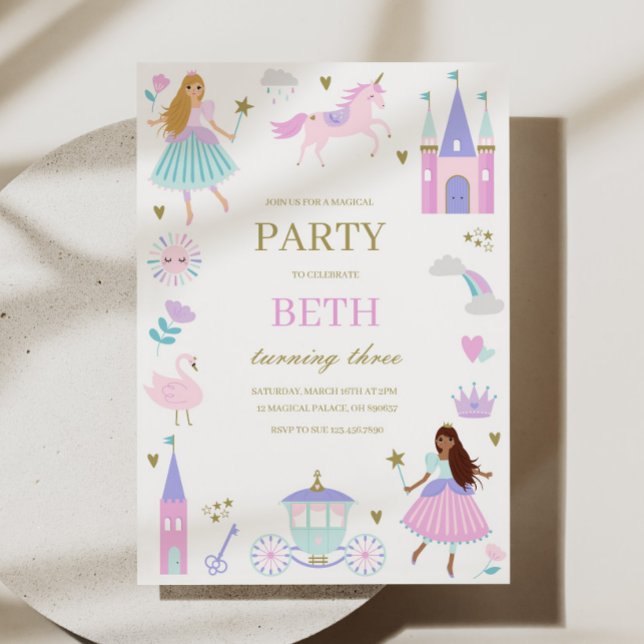 Lila Fairytale Princess Girl Birthday-inbjudan Inbjudningar (Skapare uppladdad)