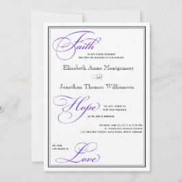 Lila Faith Hope Kärlek Skriptasbröllop - inbjudan