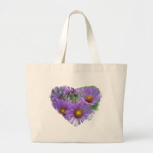 Lila Fall Asters Wildblommatchande artiklar Jumbo Tygkasse
