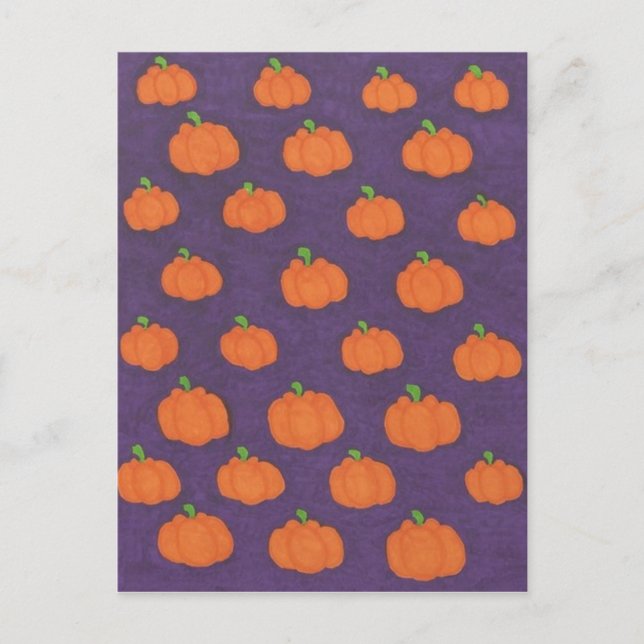 Lila Fall Pumpkin Mönster Vykort (Framsida)