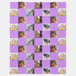 Lila Family Collage Photo Mönster Fleece Blanket