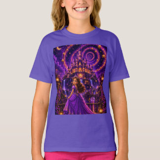 Lila Fantasi Prinsessa Slott Konst | Magisk Kosmi T Shirt