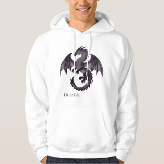 Lila fantasidrakillustration med stor ving hoodie