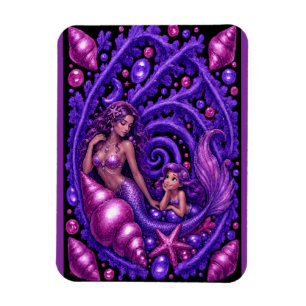 Lila fantasimermaid-duo havsdrom konstaffisch magnet