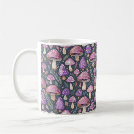 Lila Fantasy Mushroom Nature Mönster Kaffemugg