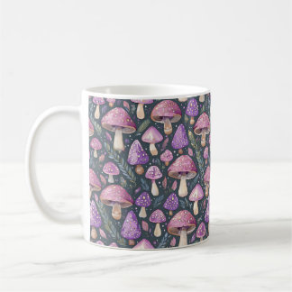 Lila Fantasy Mushroom Nature Mönster Kaffemugg