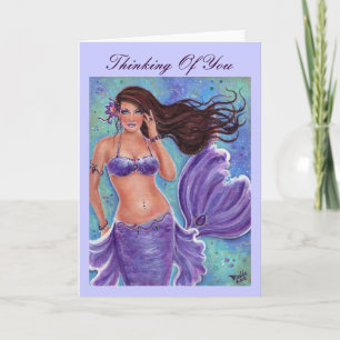 Lila Fantasy Sjöjungfru Greeting Card by Renee Kort
