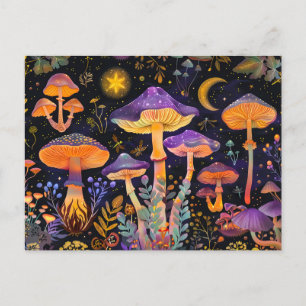 Lila Fantasy svamp under Starlight Vykort