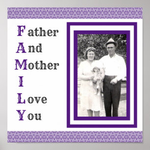 Lila Far och Mor I Kärlek You Family Photo Poster