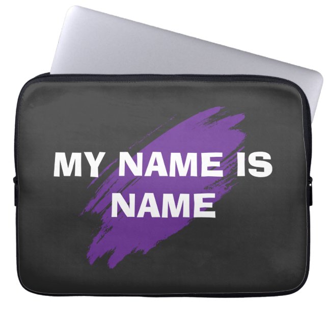 Lila färg anpassad text laptop fodral (Framsidan)