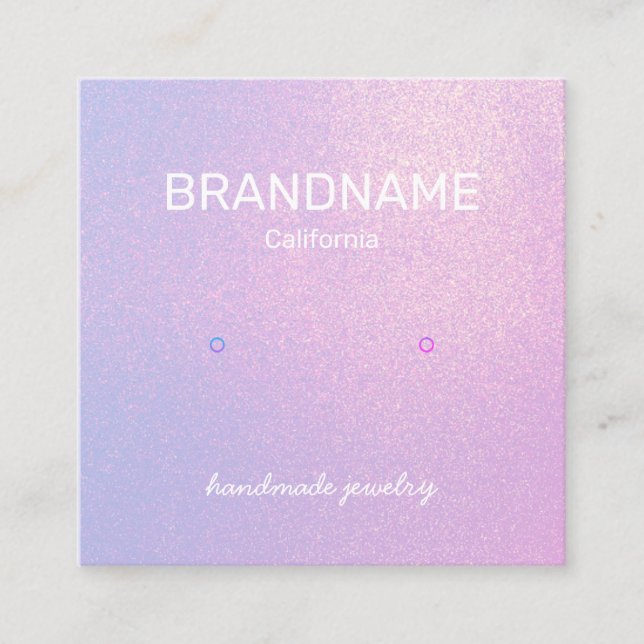 Lila Färg Gradient Struktur Earrings Studs Logotyp Fyrkantigt Visitkort (Framsida)