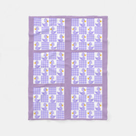 Lila Färg Quilt Duckies design Fleece Blanket