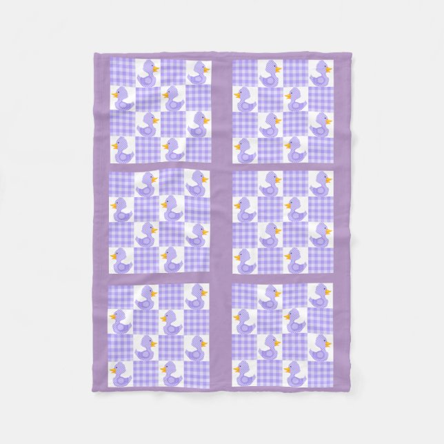 Lila Färg Quilt Duckies design Fleece Blanket (Framsidan)
