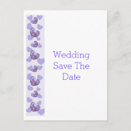 Lila Färgad Blommigt Heart Bröllop spara datum Meddelande Vykort