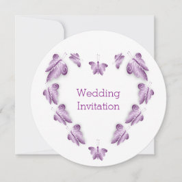 Lila Färgad Butterflies Design Bröllop Inbjudningar