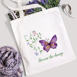 Lila färgad butterfly Tote Bag Tygkasse