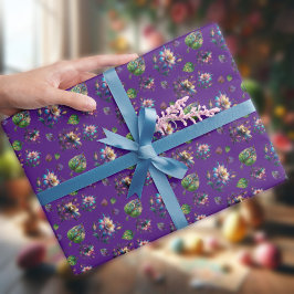 Lila Färgat Glas Akeleje Vårblommor Presentpapper