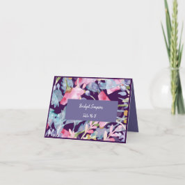 lila-färgat jokertecken för jokerblomma bröllop tack kort