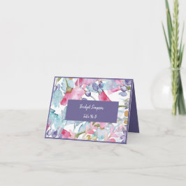 lila-färgat jokertecken för jokerblomma bröllop tack kort