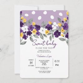 Lila | Färgglad blomma babykalas Inbjudningar