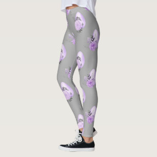 Lila Färgrik Blomma Botanisk Påskägg Stil Leggings
