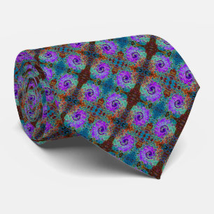 Lila Färgrik Groovy Abstrakt Retro Flytande Virvel Slips