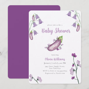 Lila Farmers Market Blommig Aubergine Baby Shower  Inbjudningar