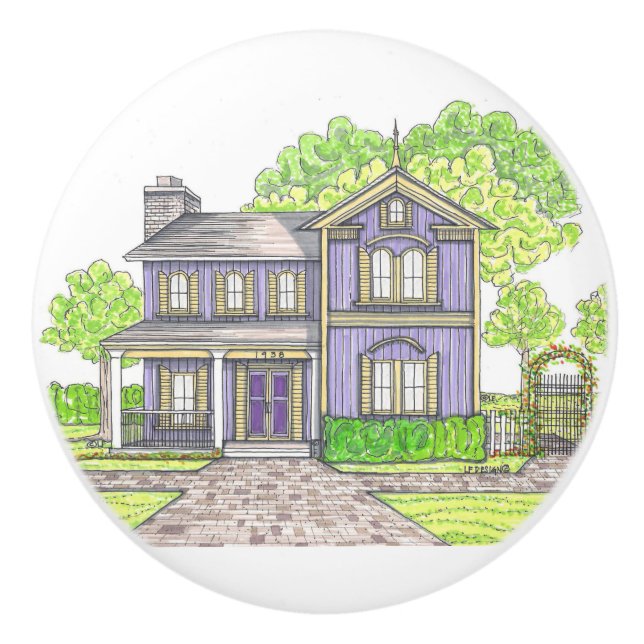 Lila Farmhouse Ceramic Knob Knopp (Framsidan)