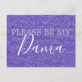 Lila Faux Glitter Dama Quinceanera Frieri Inbjudan Vykort