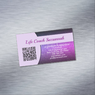 Lila Faux Glitter QR-Professionell Magnetiska Visitkort