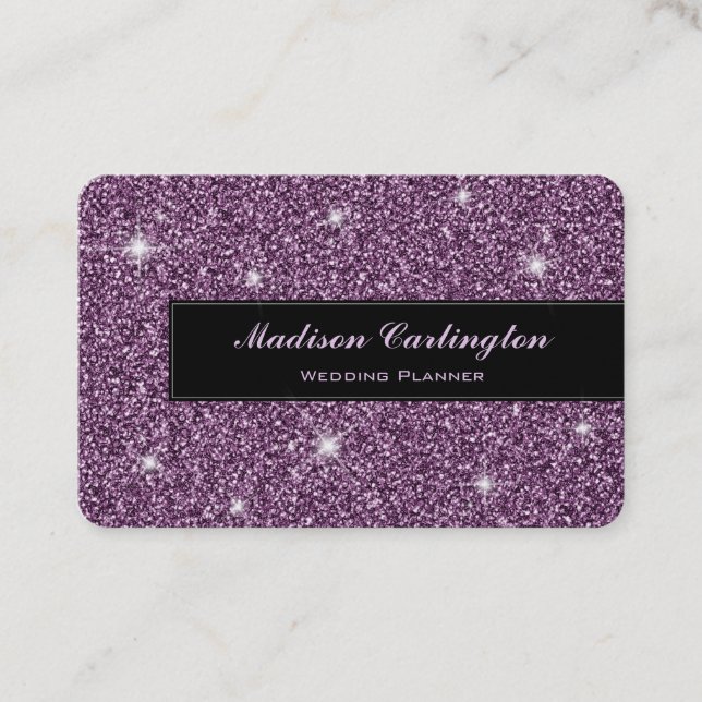 Lila Faux Glitter Shimmer Struktur Visitkort (Framsida)