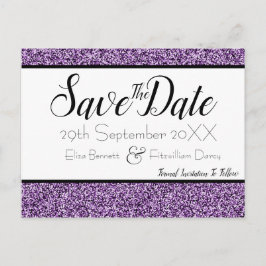 Lila Faux Glitter Spara vykortet för datum Vykort