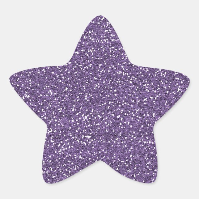Lila Faux Glitter Stjärnformat Klistermärke (Framsida)