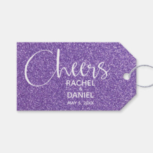 Lila Faux Glitter Wedding Favor Presentetikett