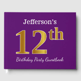 Lila, Faux Guld 12:e Födelsedagsfest; Anpassat nam Gästböcker