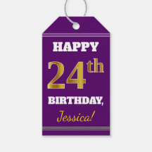 Lila, Faux Guld 24:e födelsedagen + eget namn