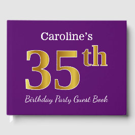 Lila, Faux Guld 35e Födelsedagsfest; Anpassat namn Gästböcker