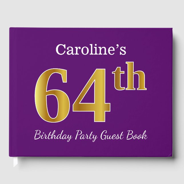 Lila, Faux Guld 64:e Födelsedagsfesten; Anpassat n Gästböcker (Framsida)