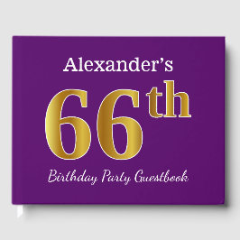 Lila, Faux Guld 66:e Födelsedagsfesten; Anpassat n Gästböcker