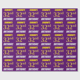 Lila, Faux/Imitation Guld, "32:a BIRTHDAY" Presentpapper
