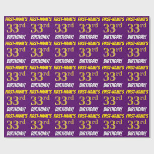 Lila, Faux/Imitation Guld, "33:e BIRTHDAY" Presentpapper
