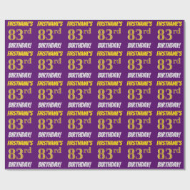 Lila, Faux/Imitation Guld, 83:e BIRTHDAY Presentpapper