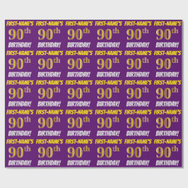 Lila, Faux/Imitation Guld, "90:e BIRTHDAY" Presentpapper