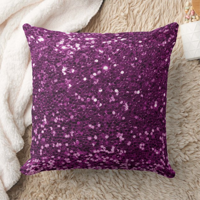 Lila Faux Sequin Glitter Dekorativ kudde (Filt)
