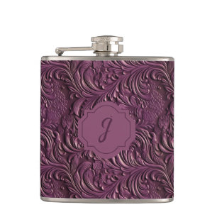 Lila Faux Tooled Leather Vinyl Fickplunta