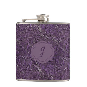 Lila Faux Tooled Leather Vinyl Fickplunta
