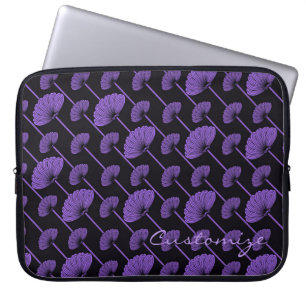 Lila Fea Blommigt Fläkt Mönster Laptop sleeve