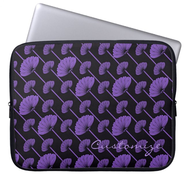 Lila Fea Blommigt Fläkt Mönster Laptop sleeve (Framsidan)